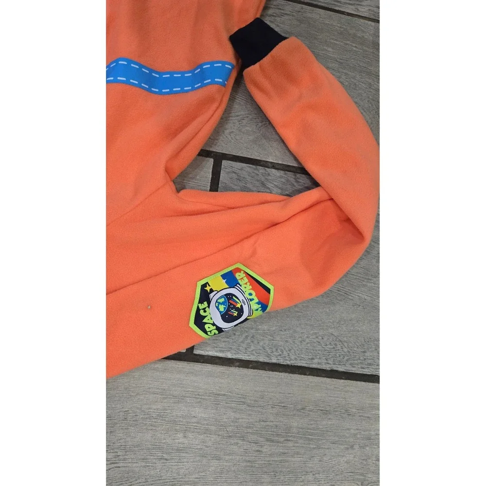 Cat &‎ Jack Kids Orange Space Explorer Hooded One-Piece Pajamas Size L (12/14)